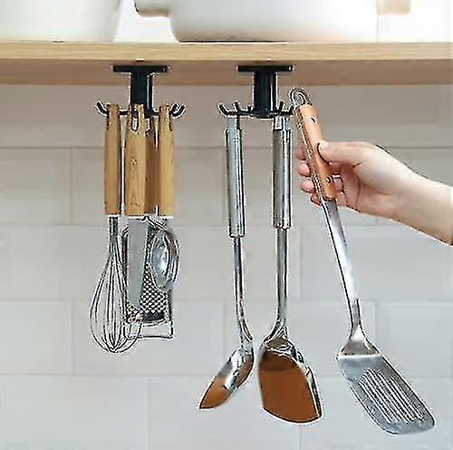 Spinning Storage Hook Organizer - 6 Hooks-in-one Adhesive Hangers