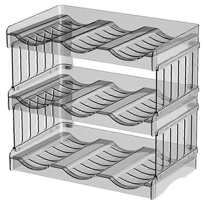 Plastic Water Bottle Organizer and Wine Rack Storage Holder,3 Tier 9Containers Stackable Standing Bottle Storage Rack