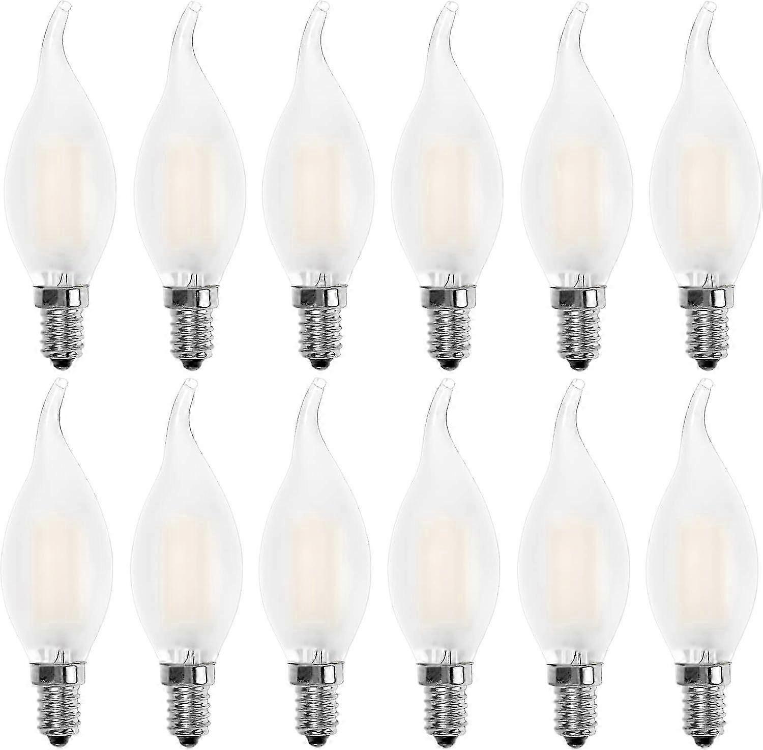 E14 フレーム LED 電球、キャンドル型、ウォーム ホワイト、2700K、4W 白熱灯相当、40W、400lm、12個入り