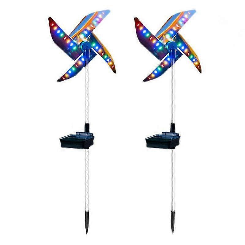 Led Solar Windmill Light Garden Park Landscape Decorative Lawn Light 2 Pack