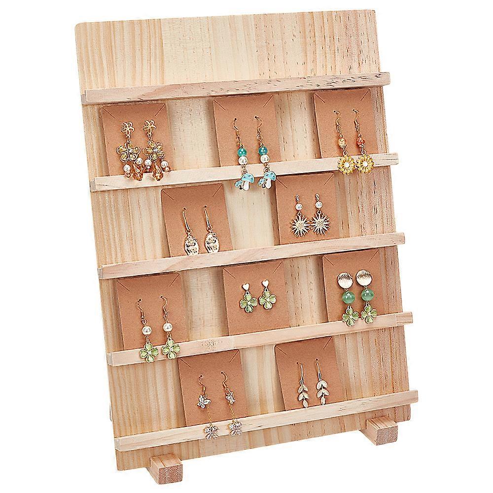5-Tier Rectangle Wooden Earring Display Card Stands Tabletop Earring Display Card Organizer Holder Navajo White 30.1x14.1x39.2cm