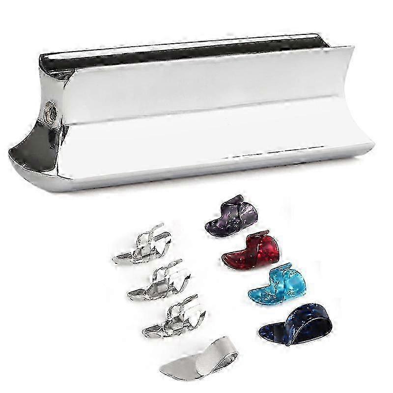 الغيتار الشريحة المعدنية الصلب لهجة بار، مع السيلولويد والفولاذ المقاوم للصدأ معدن الإبهام والإصبع يختار بل