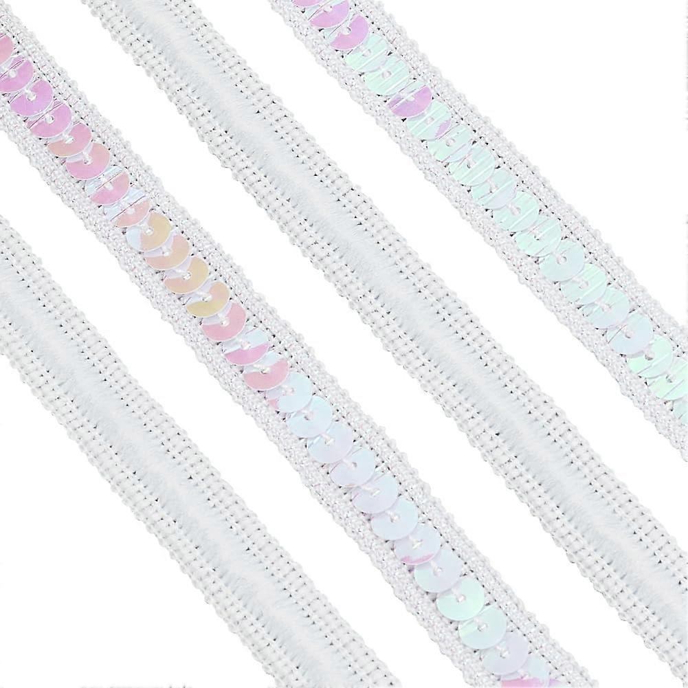 10.9 Yards White Sequin Ribbon Trim 13mm Wide Sequin Braid Trim No Stretch Flat Glitter Sequin Trim Fabric Paillette Ribbon Trim Sequin Trim for Sewin