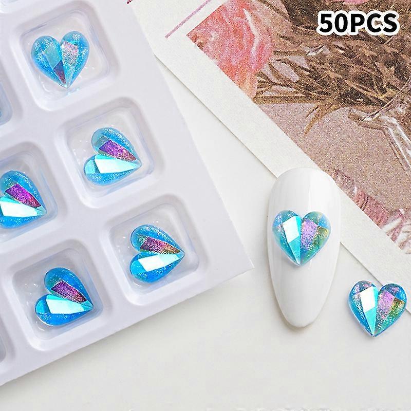 50 قطعة أورورا الهندسة الحب مسمار اكسسوارات الراتنج الماس الخوخ القلب مسمار الديكور مسمار الفن تصميم DIY الملحقات