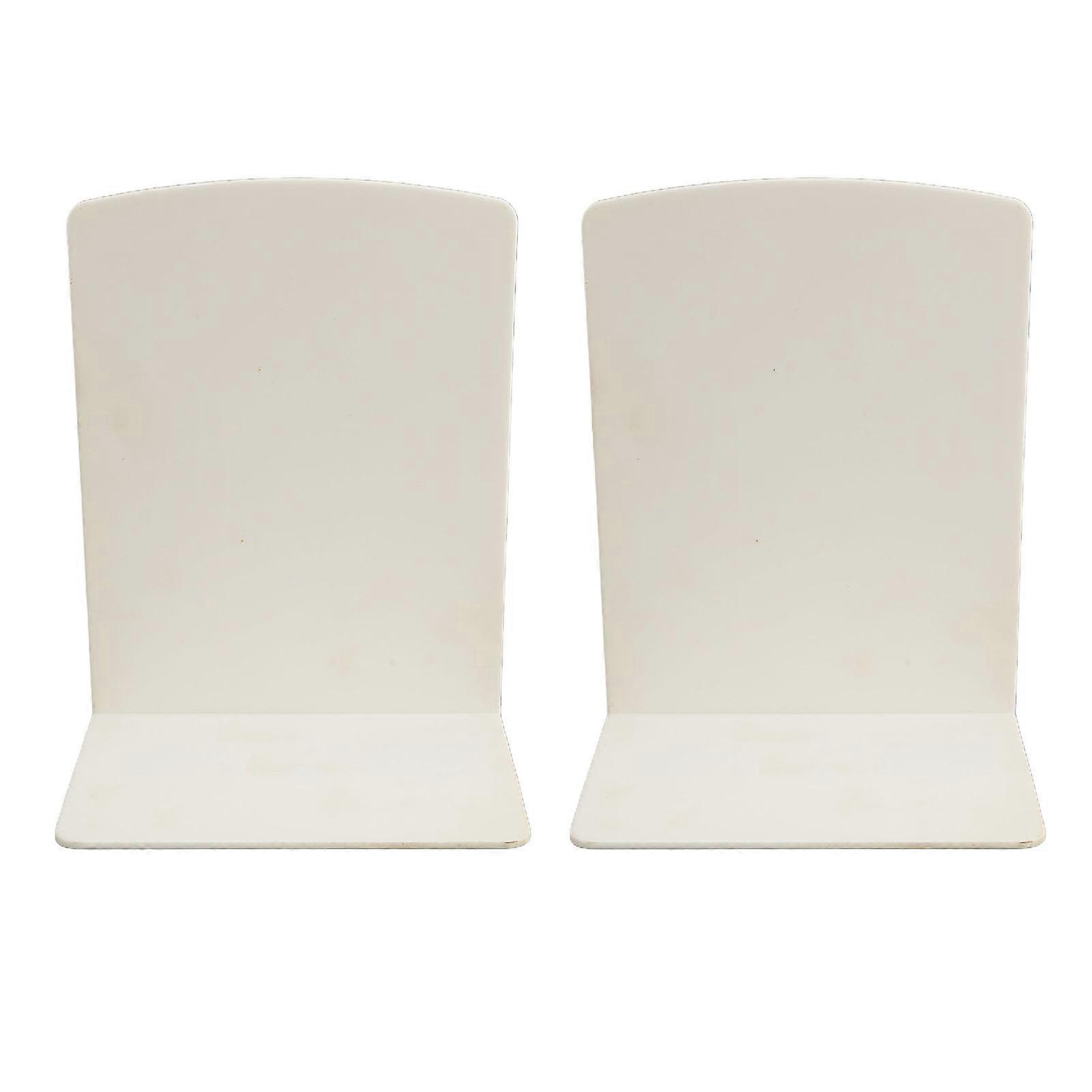 White Plastic Bookends: Modern Desktop Book Holders for Organizing Files & Magazines