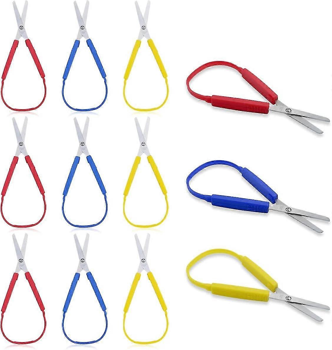 9 Pack Colorful Loop Scissors, Mini Self-opening Circular Elastic Scissors, Adaptive Design Loop Handle Cutting Scissors Compatible With Handwork Craf