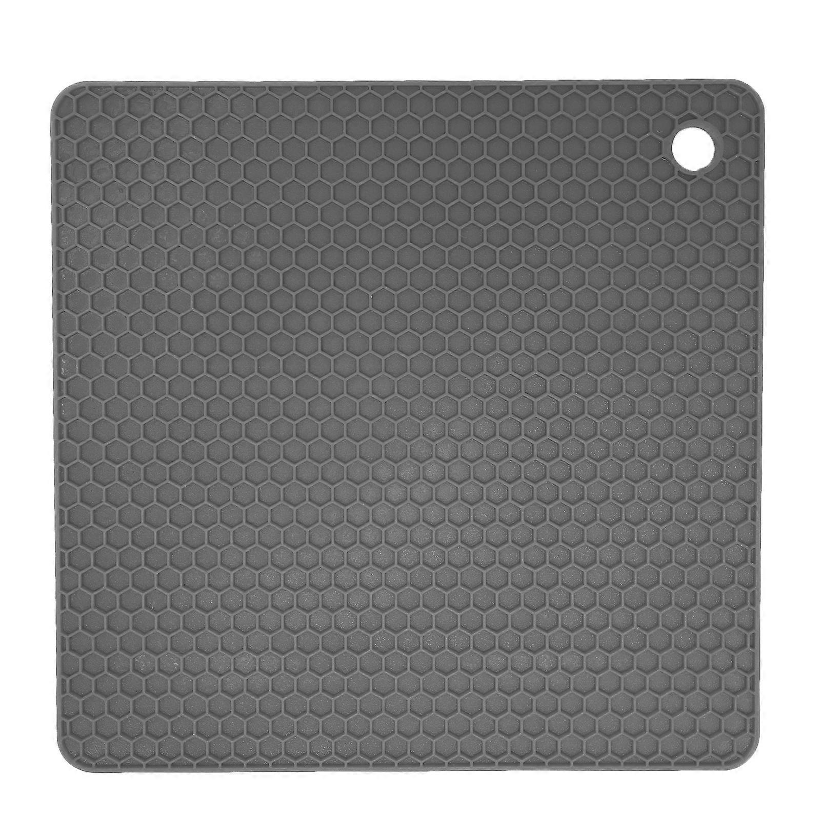 Heat Insulated Pad Square Shape Thickened Silicone Prevent Slip Heat Proof Mat for Wax Pot BowlGrey