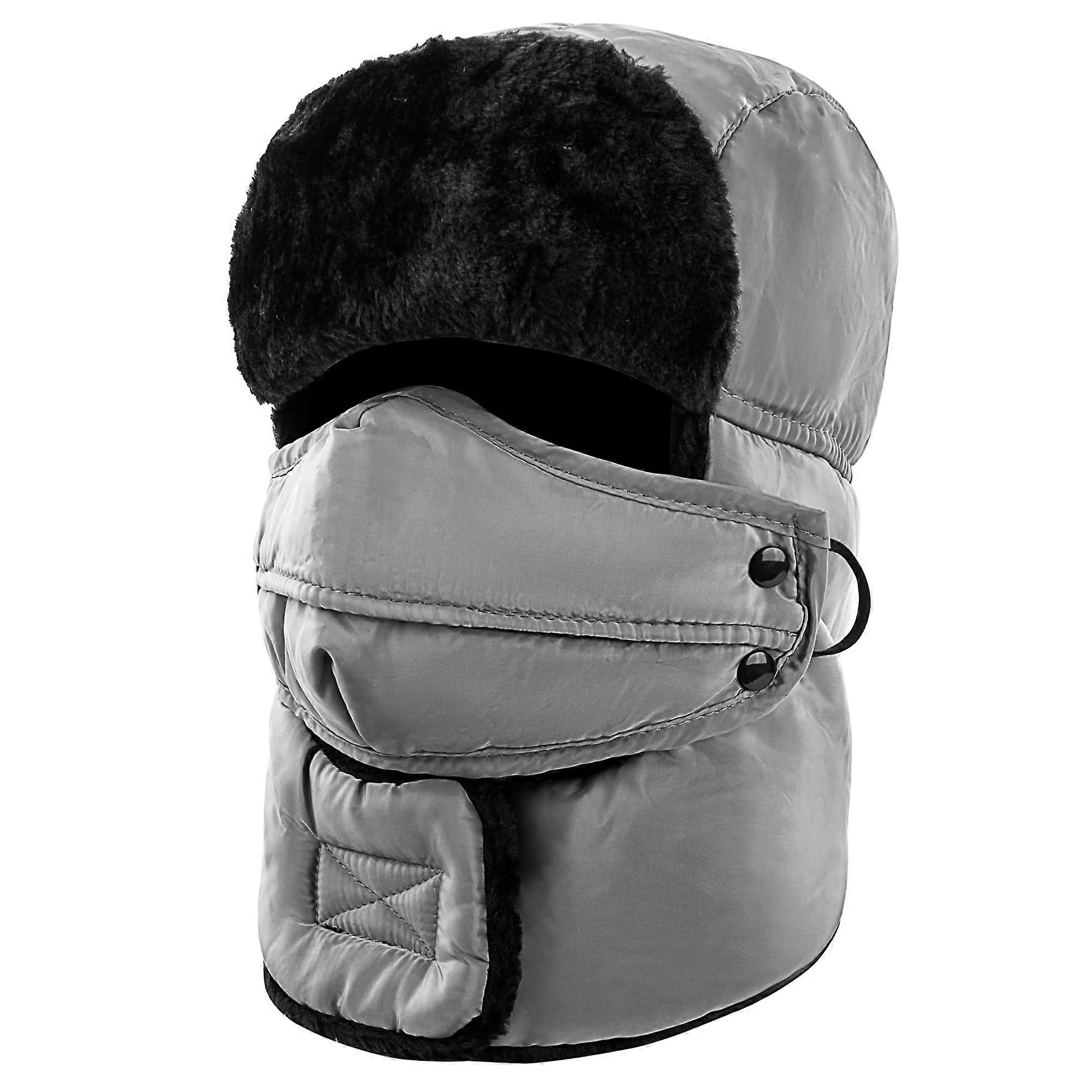 Winter Ski Hat with Ear Flaps and Windproof Mask for Men and Women in Warm Fleece Material for Cold Weather