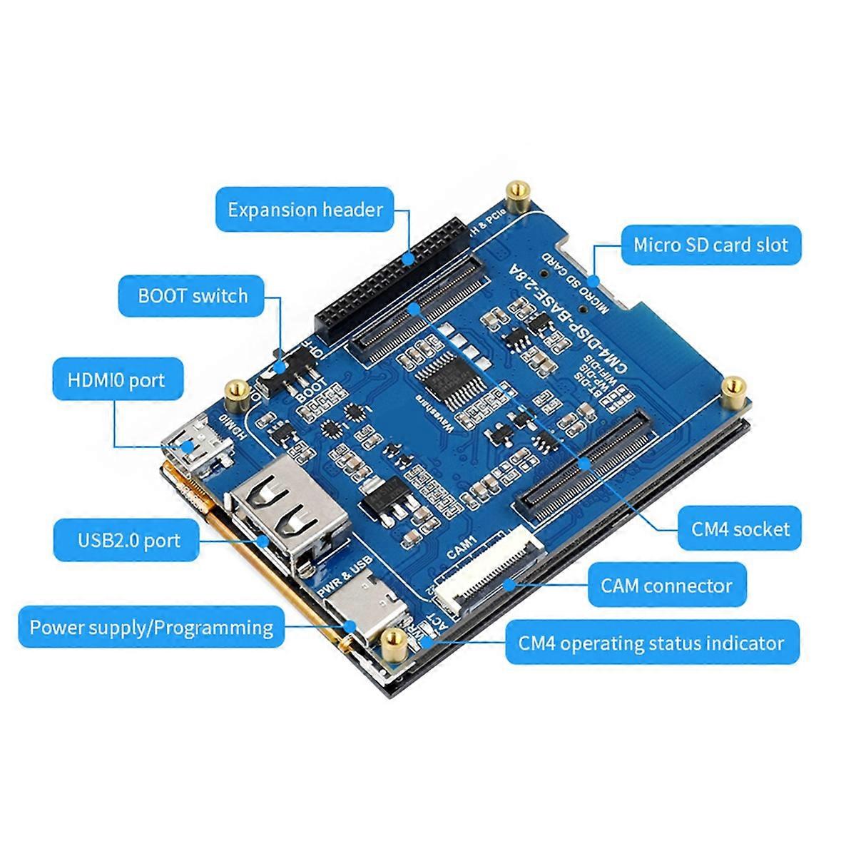Placă de expansiune CM4 cu ecran tactil de 2,8 inch, kit HUT USB pentru modulul de calcul RPI 4 Lite EMMC