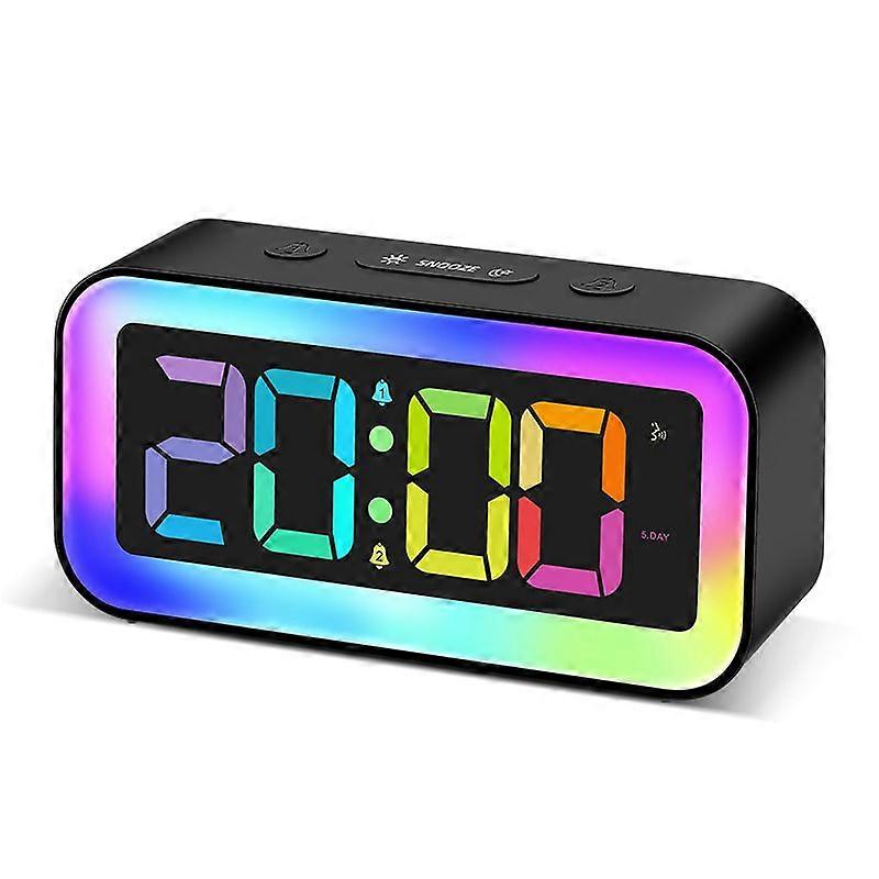 Bright Alarm Clock, RGB Colors Children's Alarm Clock Digital Alarm Clock, Adjustable Brightness Morning Alarm Clock Children's Alarm Clock, Alarm Clo