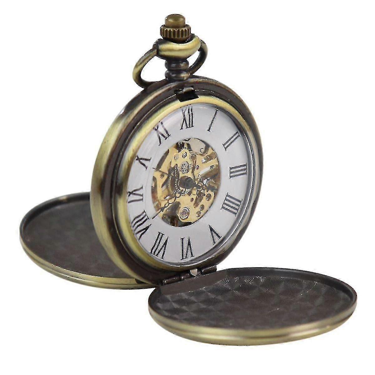 Classic Mechanical Pocket Watch Vintage Skeleton Automatic