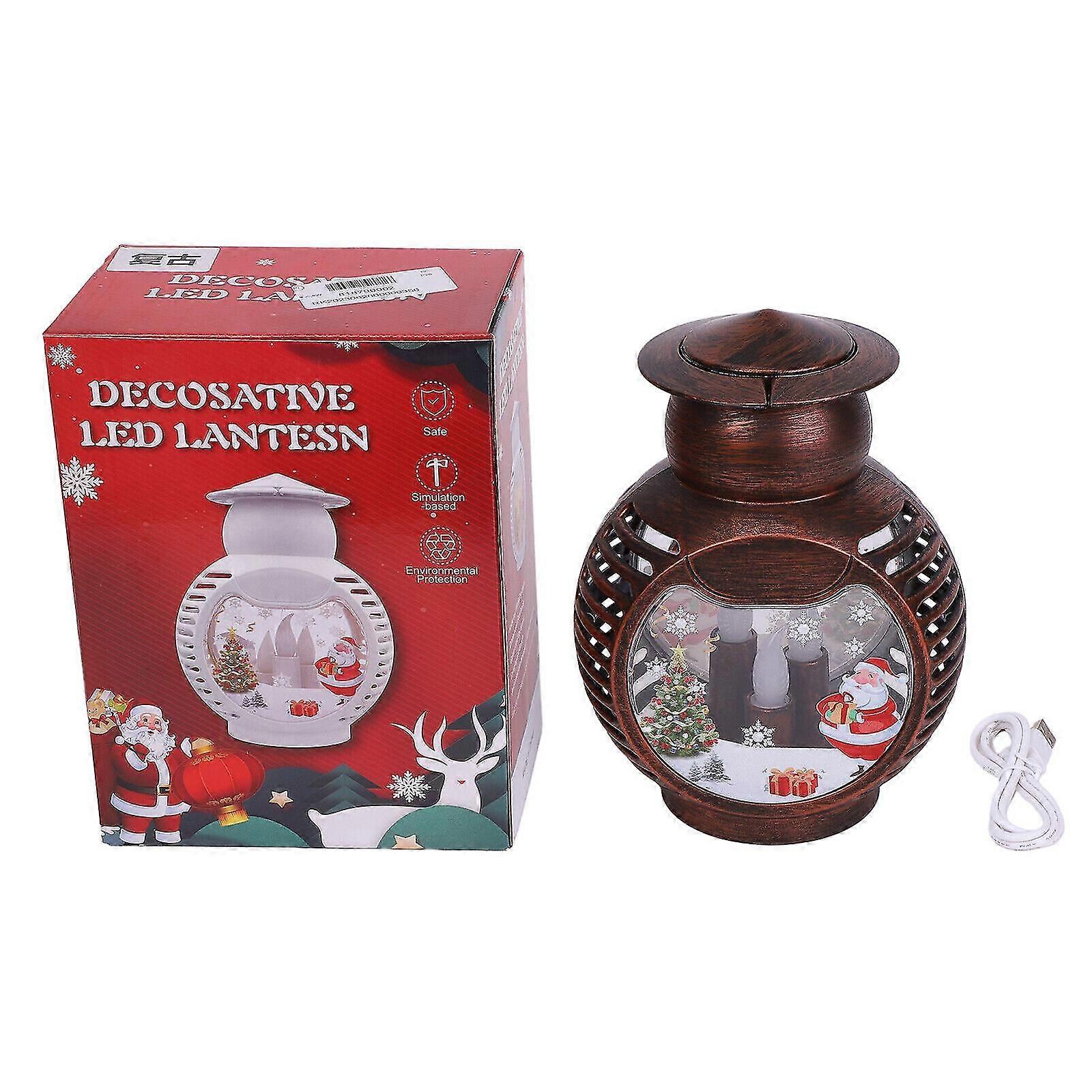 Lighted Christmas Glitter Snow Globe Lantern Battery Operated Led Night Light