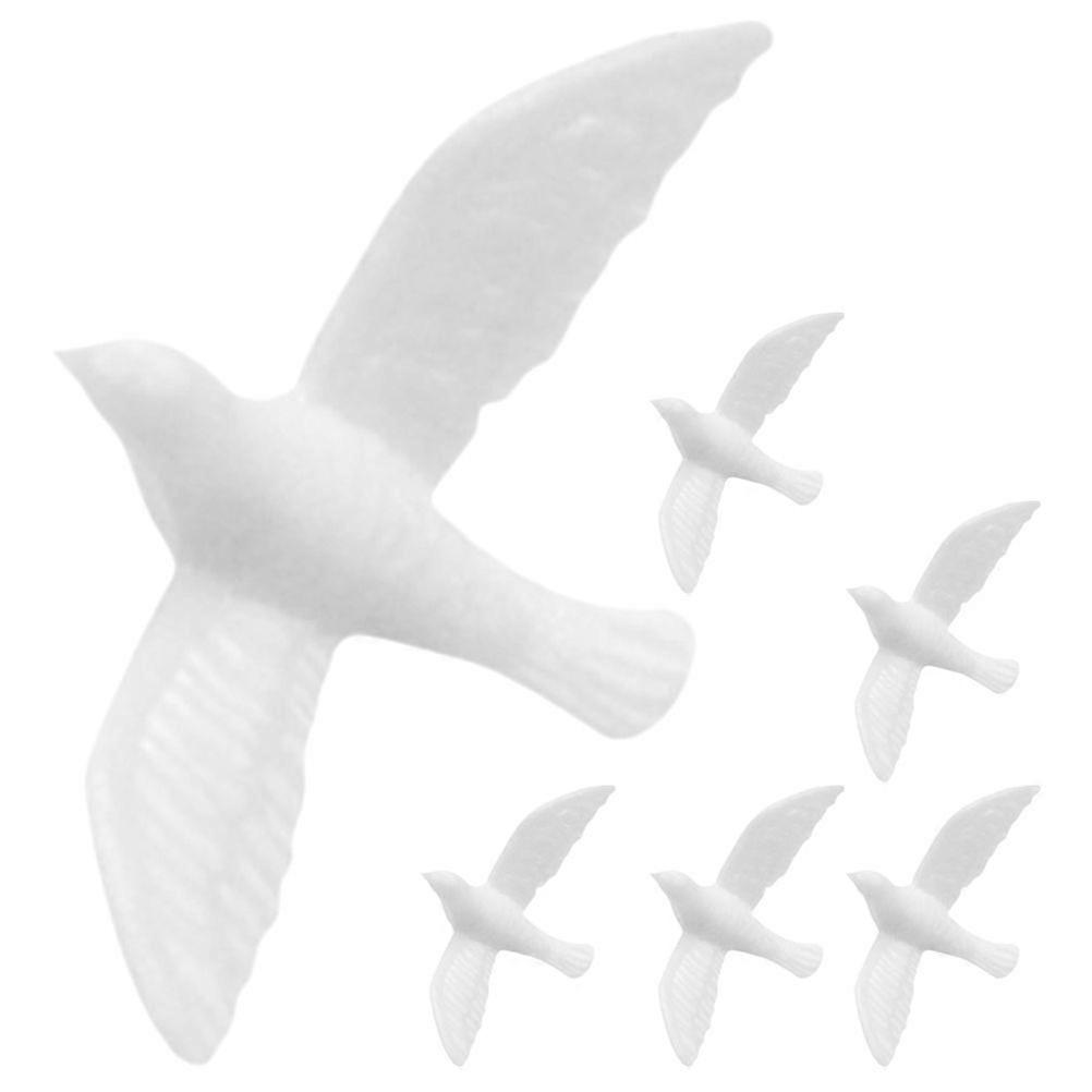 6 Pcs Miniature Resin Birds Figurine Tiny White Dove Simulation Birds Model For Dollhouse Accessories Garden Miniatures