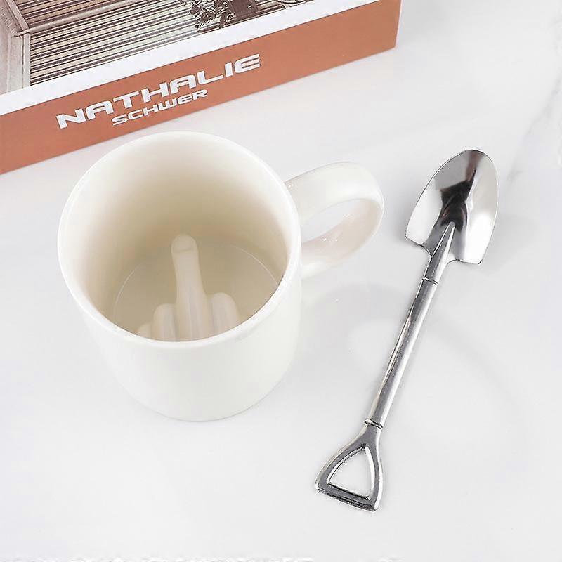 Kreatywny projekt Biały kubek na środkowy palec Nowość Styl Mieszanie Kubek na mleko do kawy Zabawny kubek ceramiczny 300 ml Kubek na wodę o wystarczającej pojemności