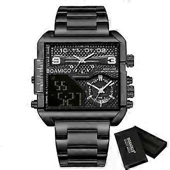 Boamigo Top Marke Luxus Mode Herren Uhren Gold Stahl Sport Quadrat Digital Analog Große Quarzuhr für Mann Relogio Masculino