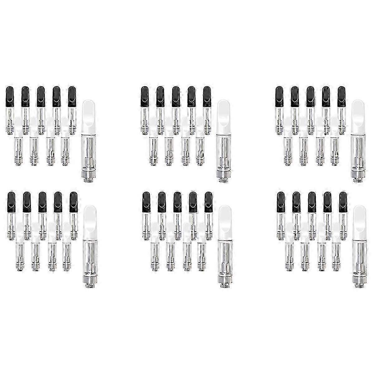 unique 60 PCS Empty Storage Cartridges compatible with 1.0ML Glass Ceramics Easy to Fill,Black and White