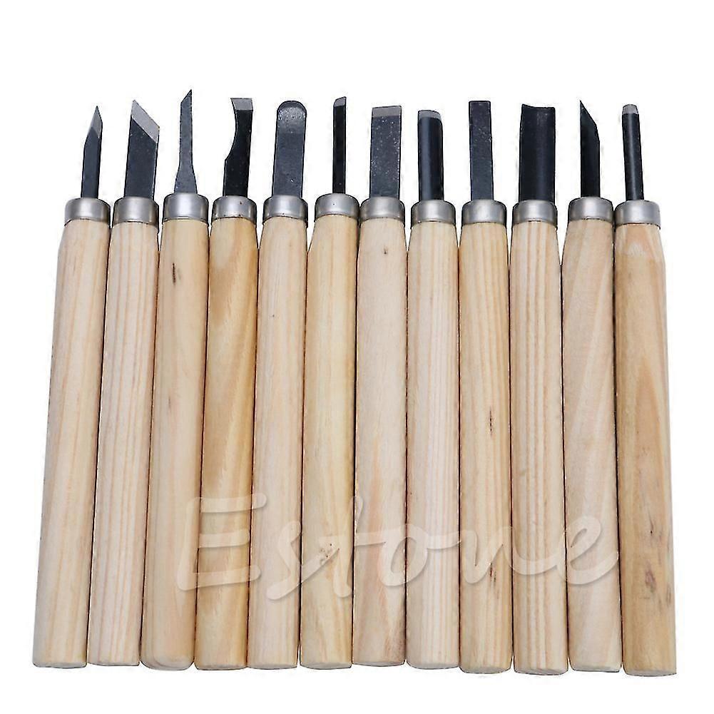 12pc Professionelle Holzschnitzerei Hand Meißel Messer Werkzeug Set Holzarbeiter Gouges