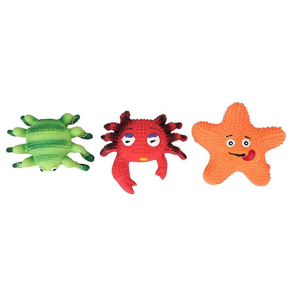 3PCS Squeaky Latex Dog and Cat Chew Toys - Crab, Spider, Starfish - Durable Pet Supplies for Puppies and Kittens