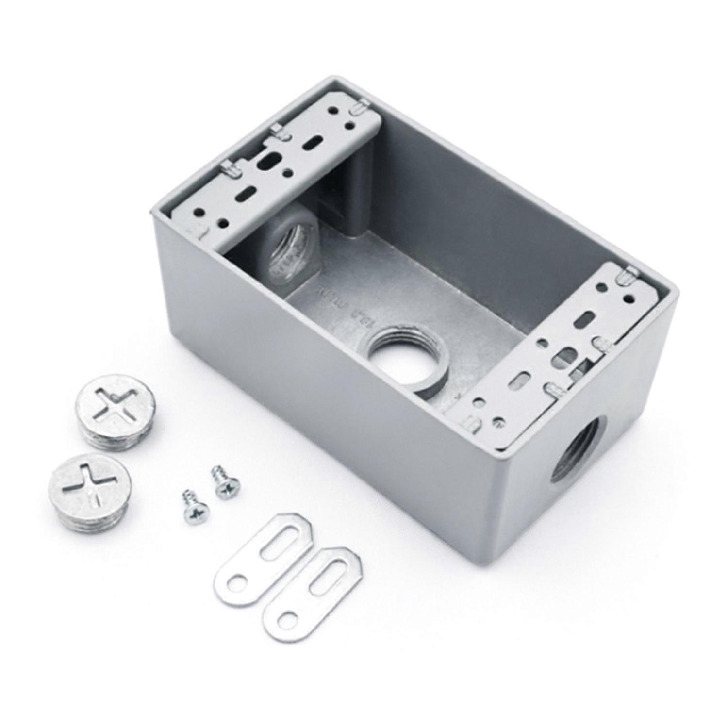 Weatherproof Electrical Outlet Cover Bundle 1 Gang Open Mounted Aluminum Die Cast Waterproof Bottom
