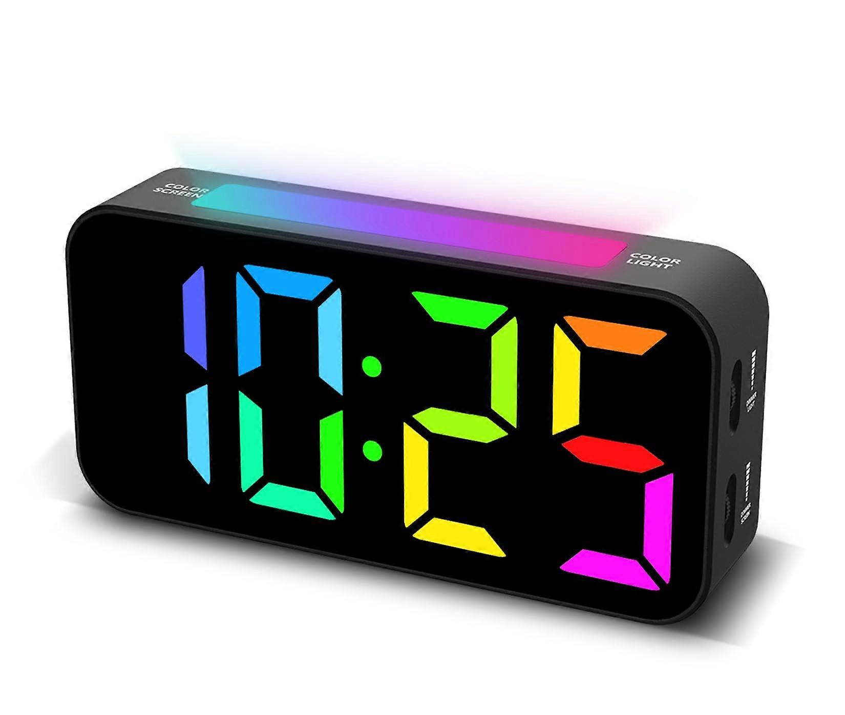 Loud Digital Bedside Alarm Clock with Night Light Large Display Dual Alarm Snooze Dimmable RGB for Bedrooms Heavy Sleepers