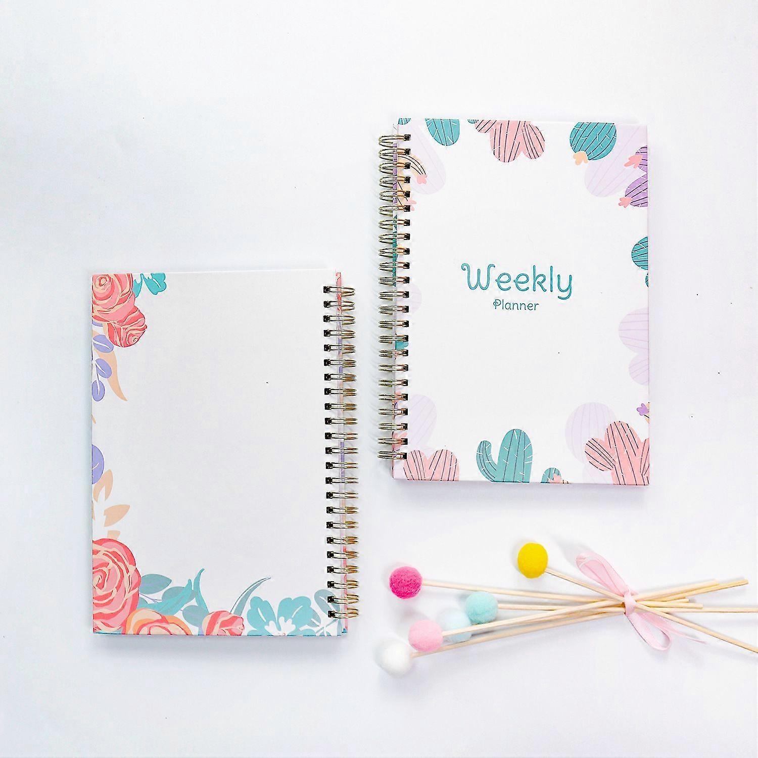 Pack of 2 Weekly plan schedule book A5 notepad daily plan coil notebook