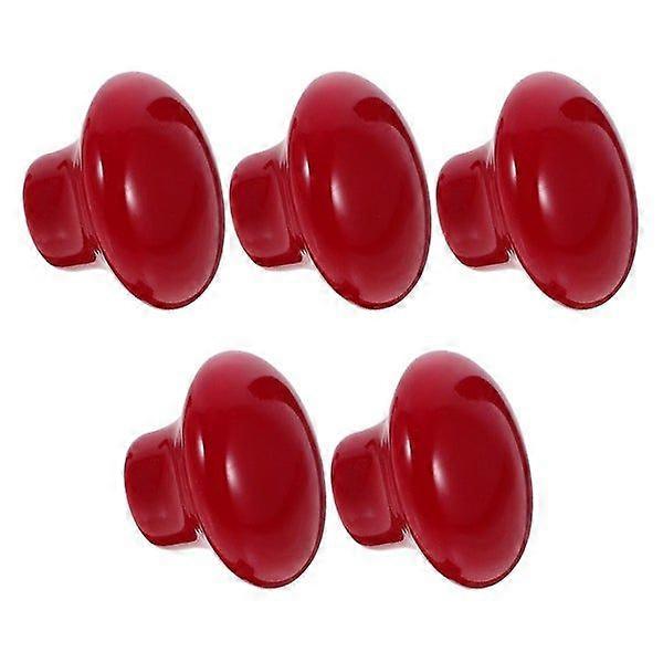 Set of 5 Red Round Ceramic Door Knobs for Cabinets, Drawers, and Furniture - Easy Installation with Screws Included