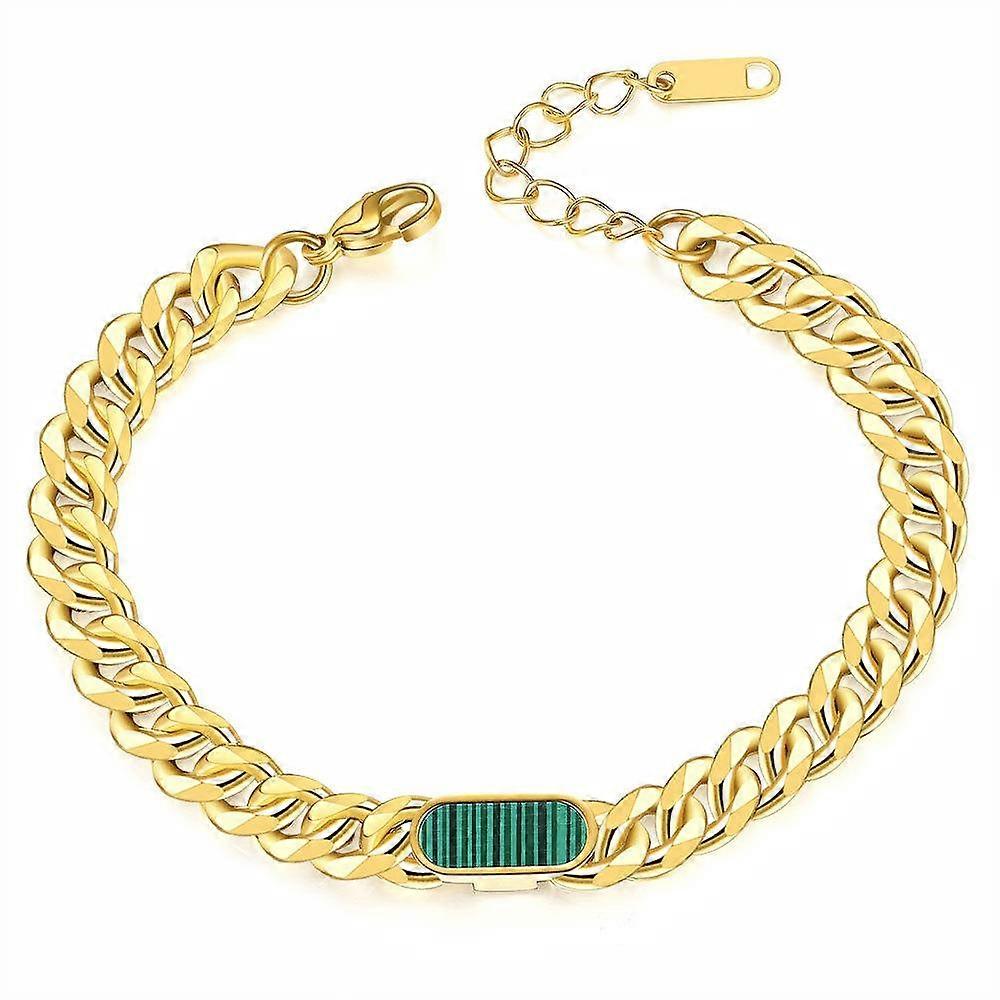 Pulseira de corrente cubana com elos retrô, pulseiras de aço de titânio metálico malaquita, pulseiras da moda, todas as combinações