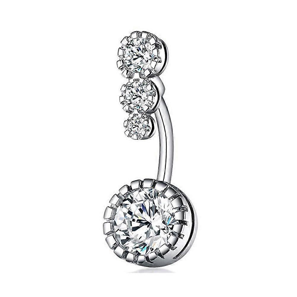 Belly Bars Navel Rings Triple Crystal Gem Body Piercing Jewellery Button Stud