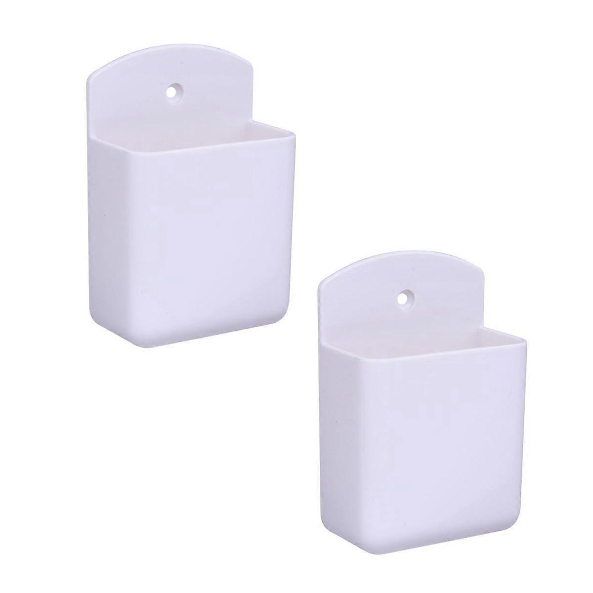 2 Pcs Remote Control Holder Wall Mount, Self-Adhesive Universal Remote Holders Media Controller (White)