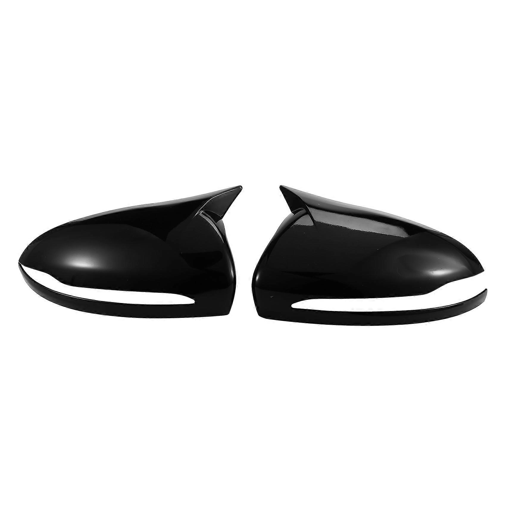 Horned Style Side Rear View Mirror Cover For W205 Black