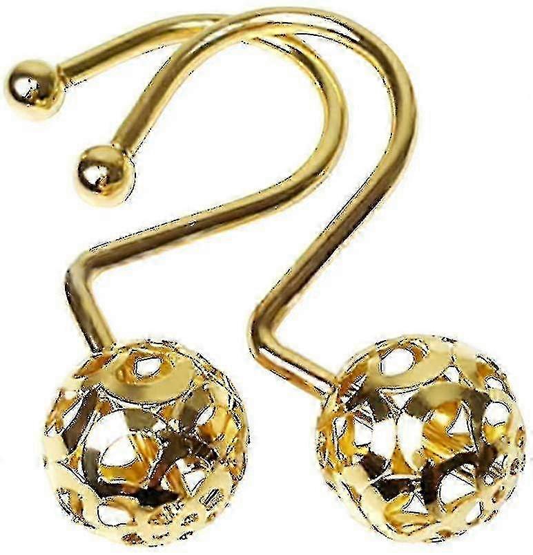 Gold Shower Curtain Hooks Rings - 12 Pack Decorative Rust-Resistant Metal Hooks for Standard Curtains and Rods