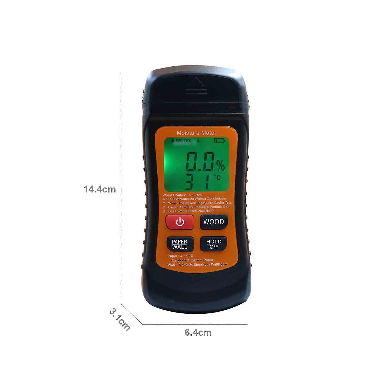 Wood Moisture Meter Digital Moisture Detector Moisture Tester Damp Tester Dampness Meter Portable Hygrometer Thermometer for Wood Building Material W