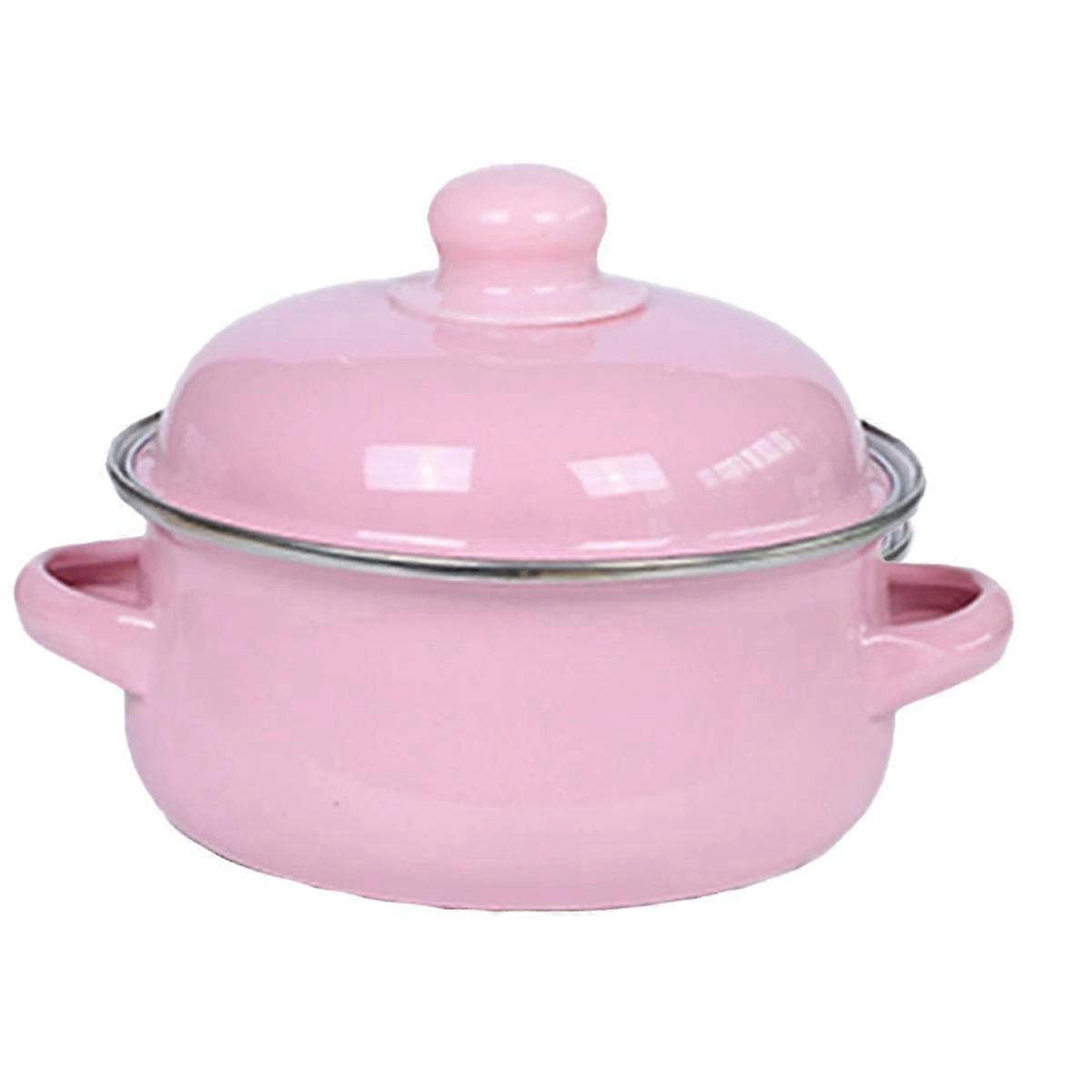 Enamel Stock Pot with Lid Two Handled Stew Pot Induction and Oven Safe Heavy Duty Soup Making Supply for Canning Pasta and Stew