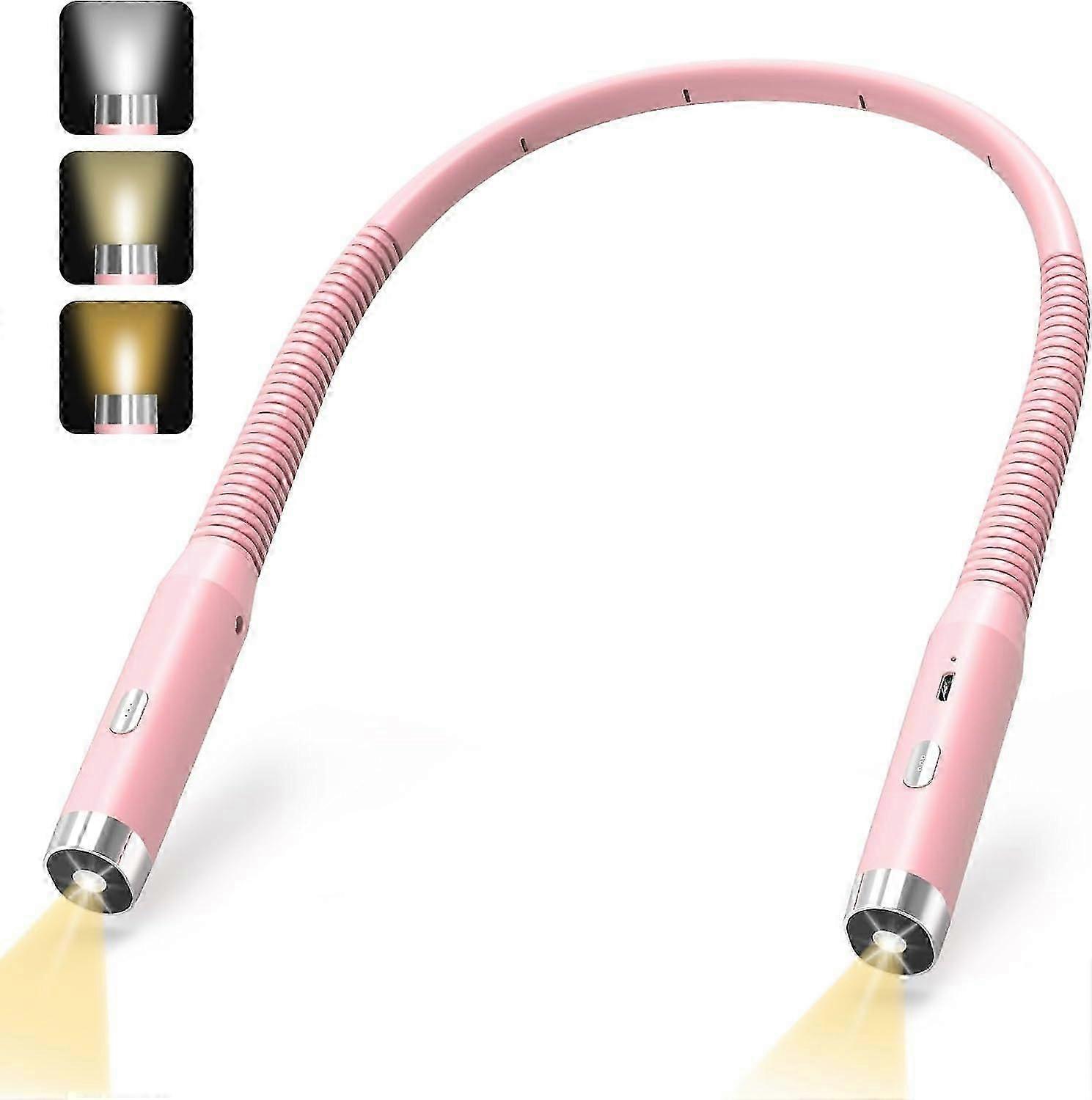 Lit Lecture Lampe De Lecture Rechargeable Cou Lampe De Lecture LED 3 Couleurs Lampe De Lecture Luminosité Réglable Flexible Confortable Livre Rose Clair