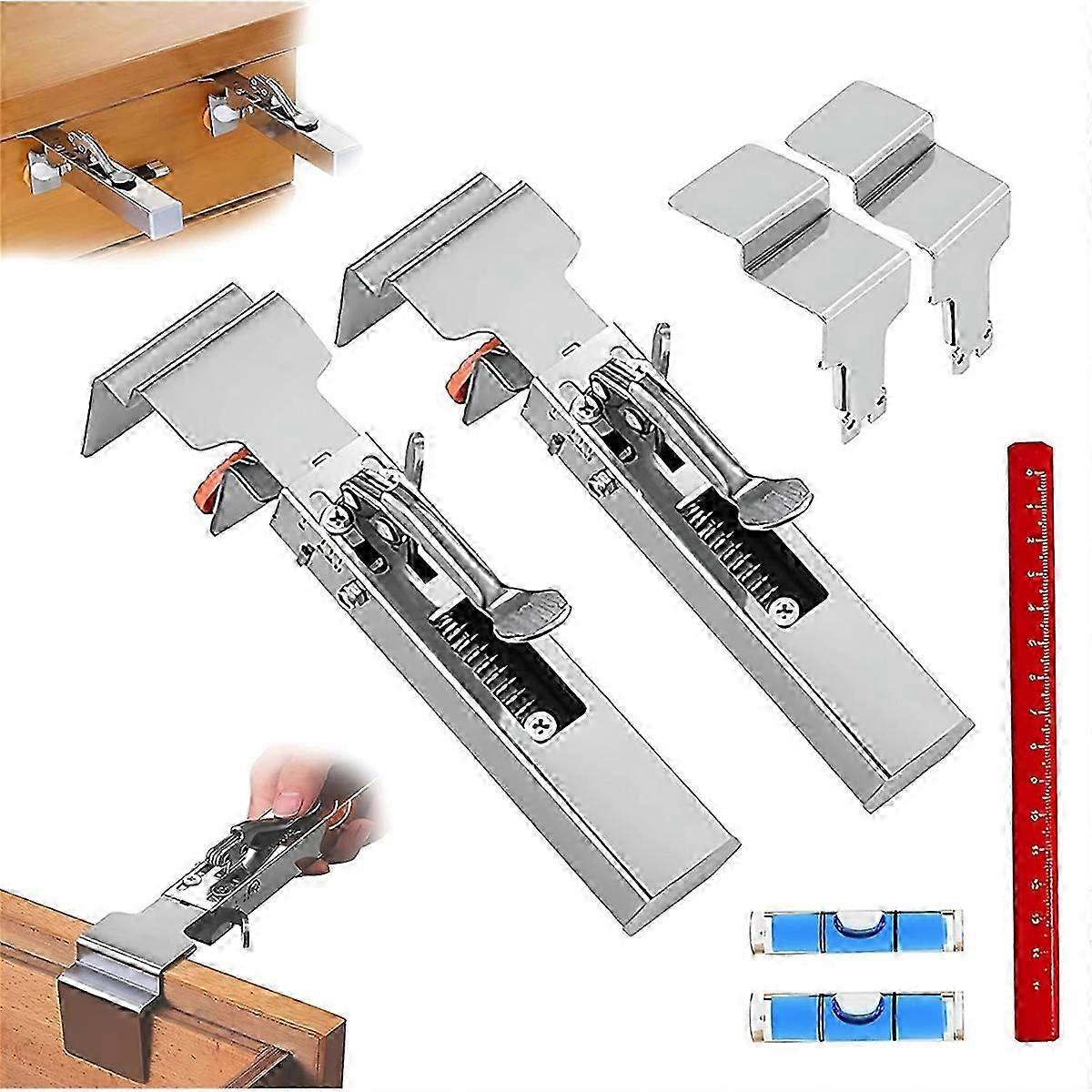 Adjustable Drawer Front Installation Clamps - 2 Pack, Panel & Cabinet Frame Clamps for Woodworking