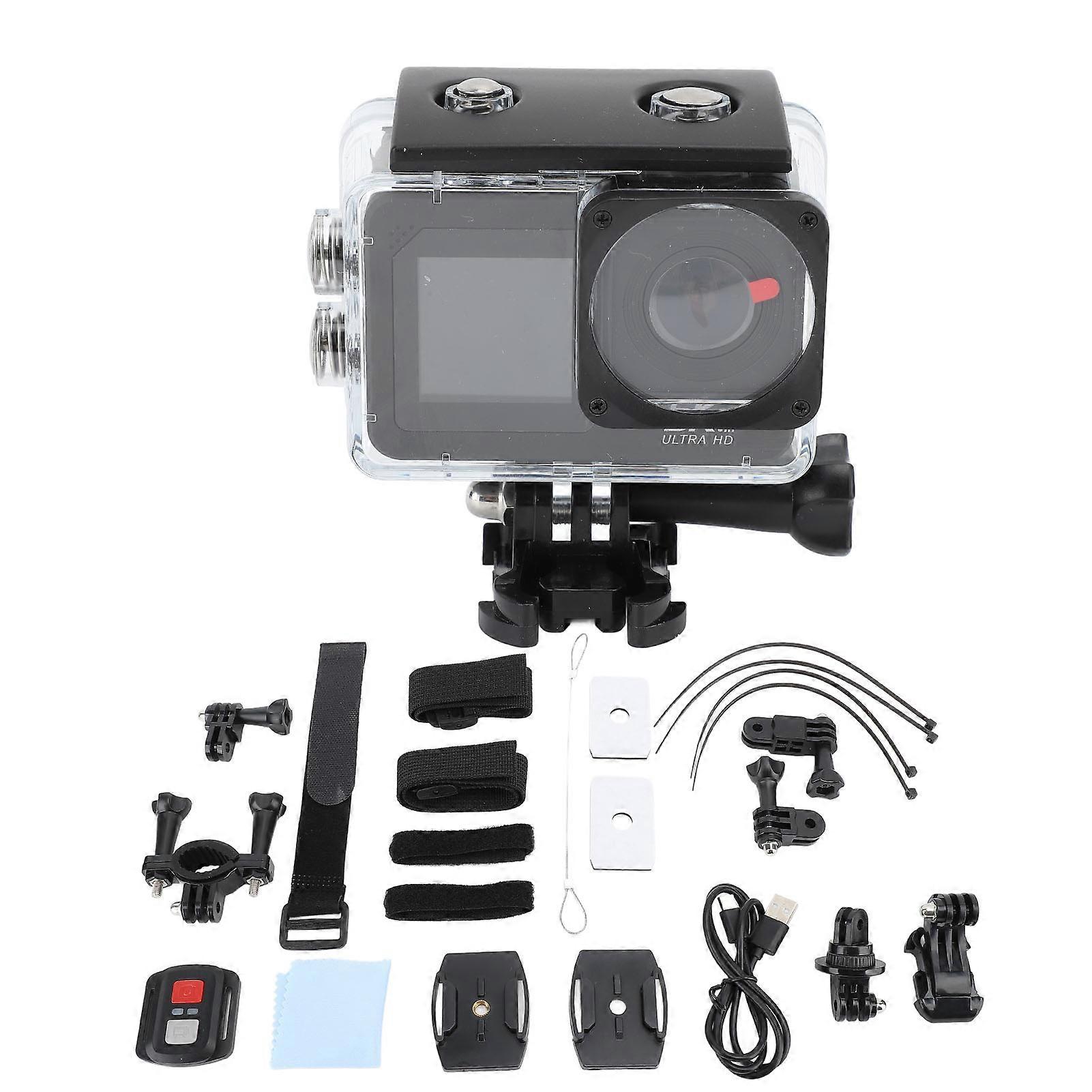 5K30FPS WiFi Action Camera Dual-Screen Image Stabilisation Waterproof Diving Camera Built-In Microphone with Remote Control Accessorie