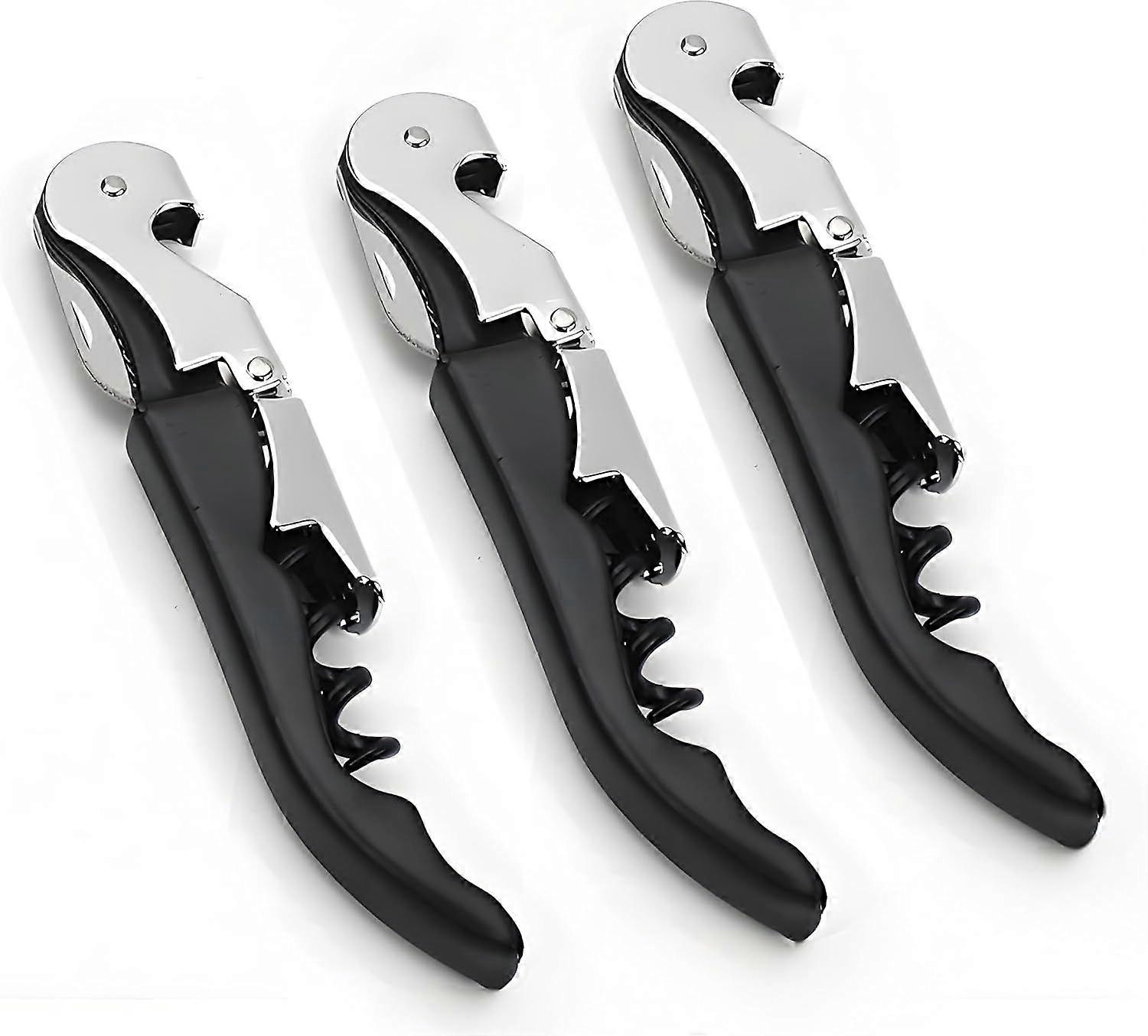 (Black)3 Sets Multi-function Wine and Beer Bottle Openers, Professional Waiter Corkscrew Wine Openers