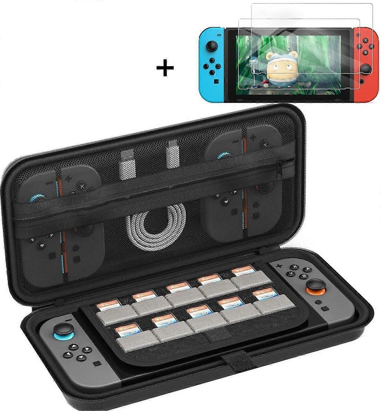 Travel Carrying Case for Nintendo Switch 2 2025, Nintendo Switch 2 Carrying Case with 2 Packs Screen Protector 10 Game Cartridges and Pocket for Switc