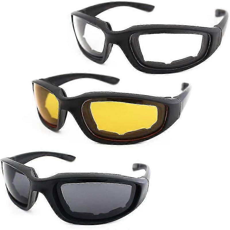 3 Motorcycle Riding Glasses Padded Goggles