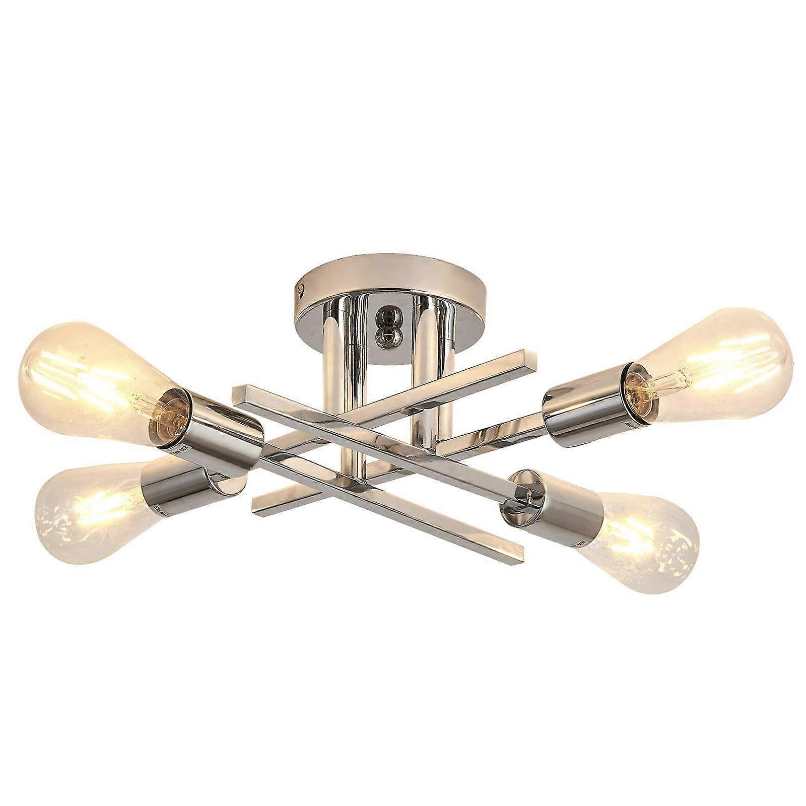 4 Lights Ceiling Light Fixture Chrome Modern Metal for Kitchen Bedroom
