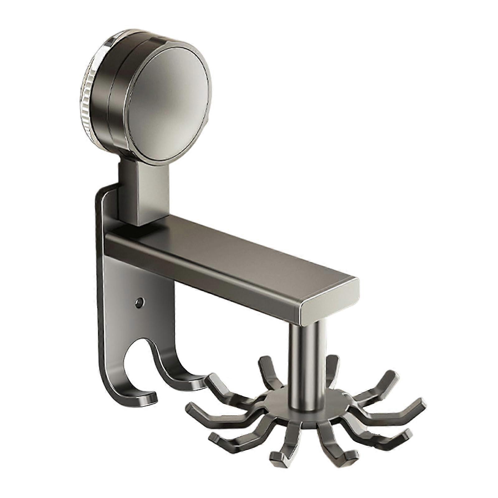Kitchen Utensil Rack with 360° Rotating Aluminum Hooks, NoDrill Wall Mount, 10kg Load Capacity