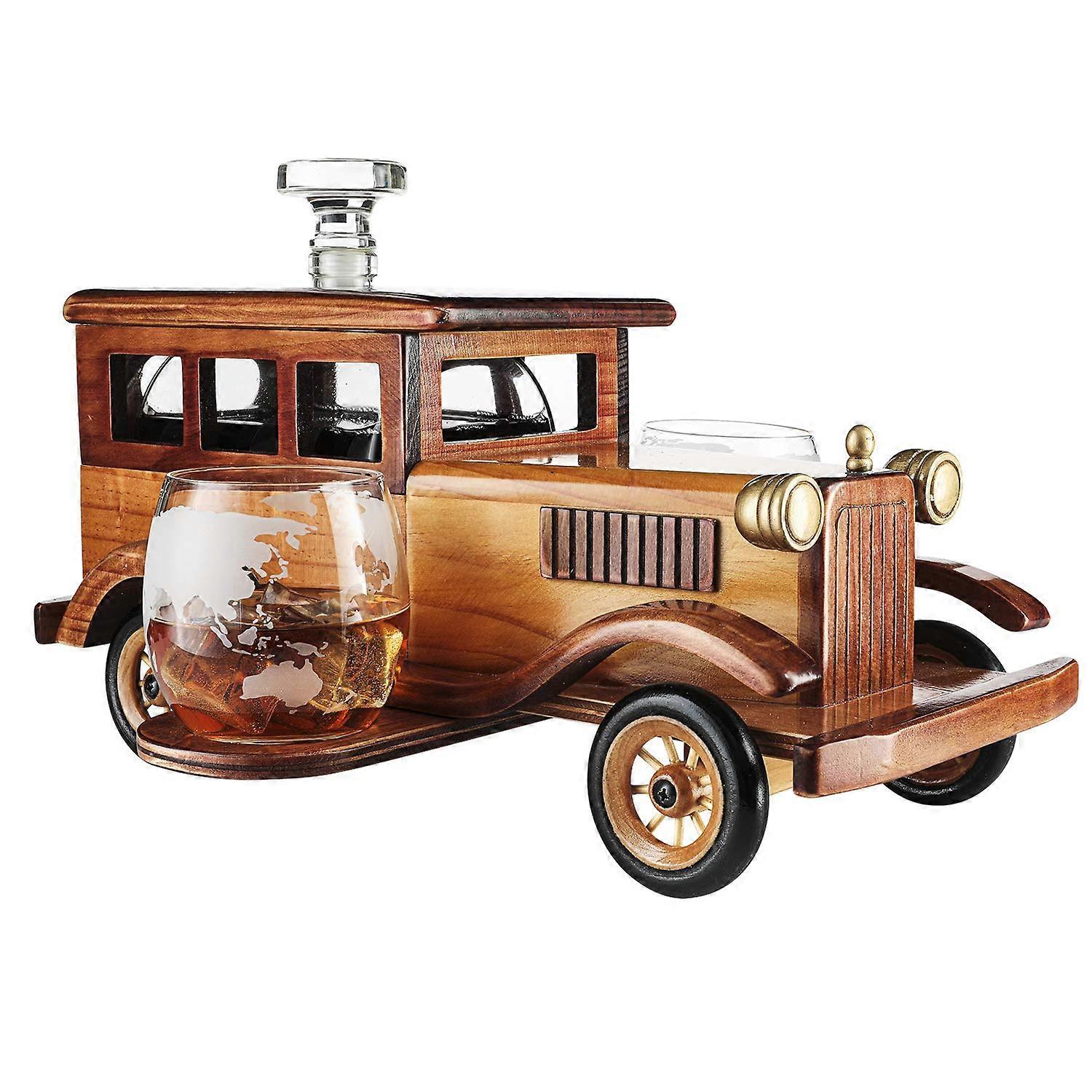 Very Large Whiskey Decanter Set Bar Gift Car Vintage 15' x 13' x 7' 750ml