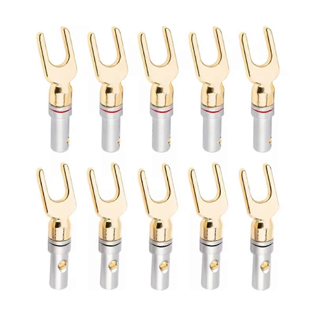 10Pcs Y/ U Type Banana Plugs Speaker Audio Cable Wire Connector
