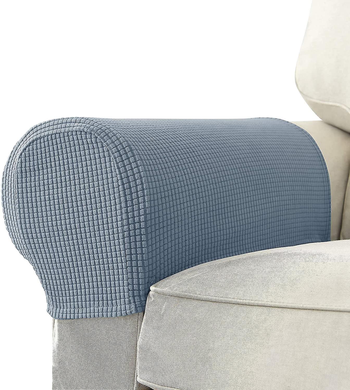 Set Of 2 Jacquard Stretch Sofa Armchair Armrest
