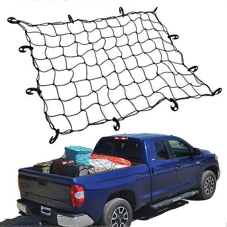 Rubber Cargo Net for Pickups Car Mesh Holes Cord Net Heavy Duty Truck Bed Roof Rack 120cmx90cm 88 Grids Cargo Organizer Net with H