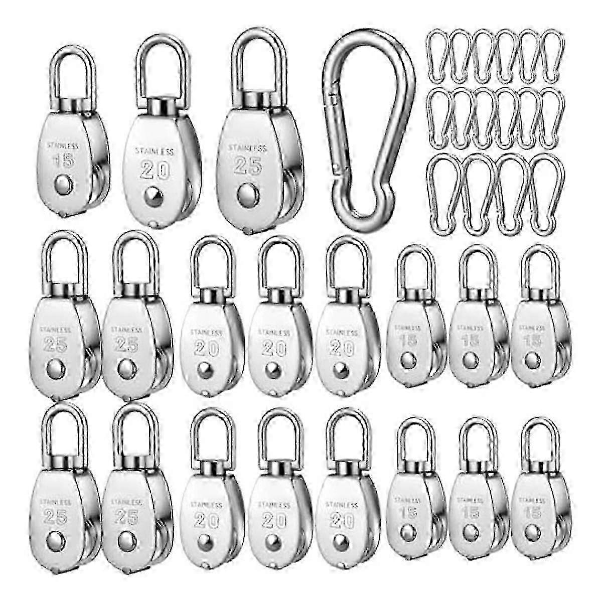 16Pcs M15 M20 M25 Single Pulley Block,Stainless Steel Swivel Pulley Wire Rope Hanging Pulley Wheel for Wire Rope Loading Edition a