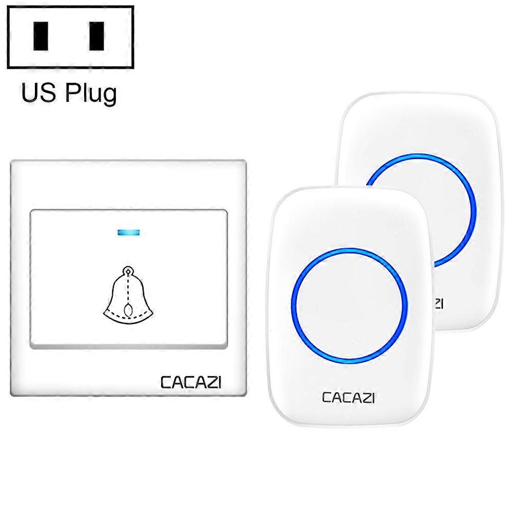 CACAZI H10 1 For 2 Home Wireless Music Doorbell without Battery, Plug:US Plug