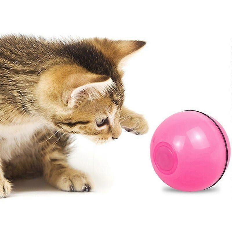 Interactive Cat Toys USB Rechargeable Led Rolling Ball Chasing Auto-Rotation Anti-Scratch Entertainment Dog Cat Ball, Pink