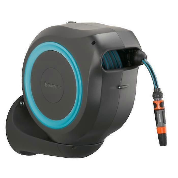 Automatic wall-mounted hose reel RollUp M 20 m - GARDENA - Blue edging - Automatic hose rewinding