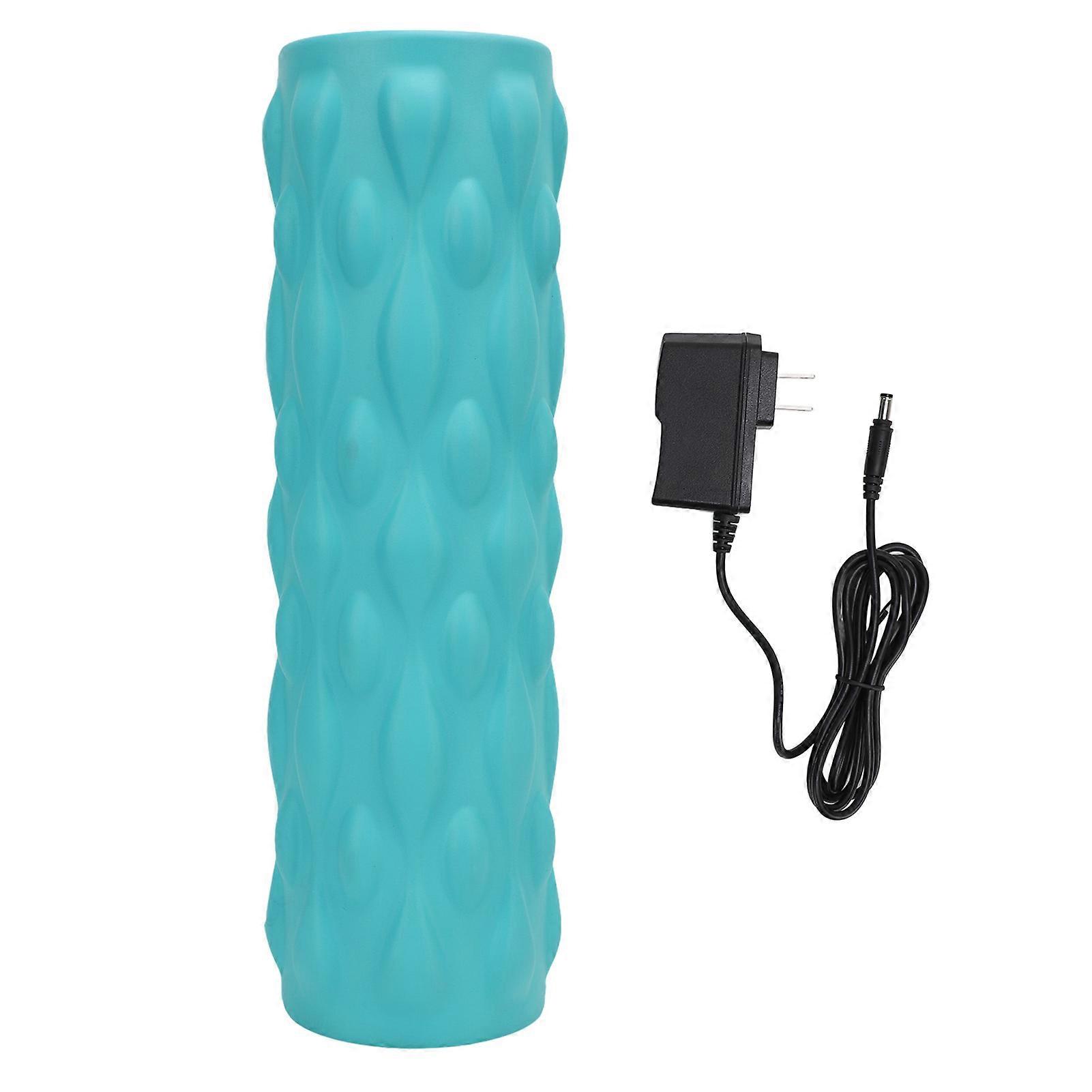 Vibrating Foam Roller Rechargeable Electric Deep Tissue Massager Workout Accessory for Muscle Relaxing Cyan